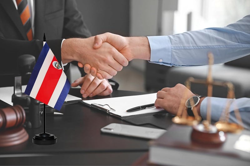tibijoy Costa Rica Flags Costa Rican Small Mini Desk Flags Set Small Mini Costa Rica Flags Table Flag with 13" Black Pole, Black Base and Spear Top, Miniature Costa Rican Deluxe Desktop Flag, Home Decoration, - Image 4